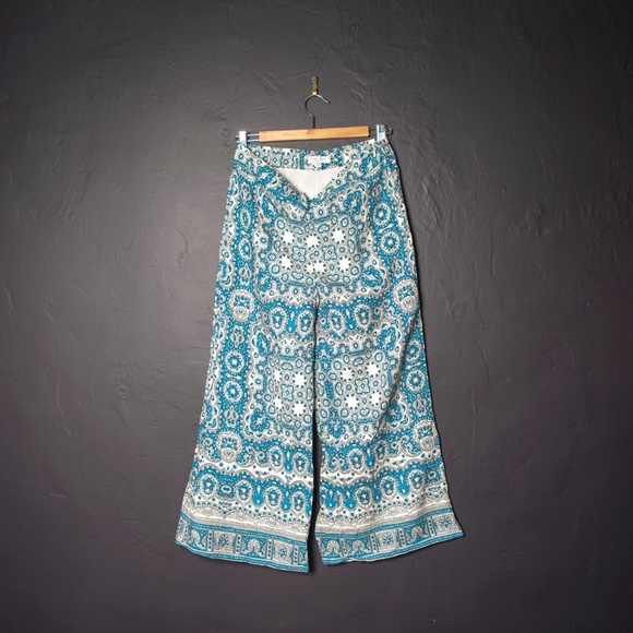 Anthropologie Feather & Bone Paisley Crop Pants 8 - Picture 2 of 9